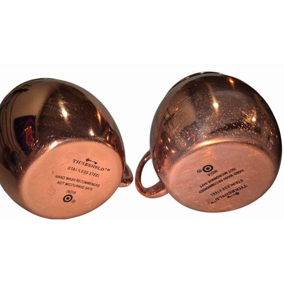 Threshold Stainless Steel Copper-Color Moscow Mule Mugs Set Of 2 12 Oz Each Hand - Picture 4 of 6
